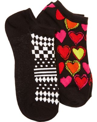Womens Black and Red Hearts Desire Patterned Socks by Betsey Johnson (via All Style Mall)