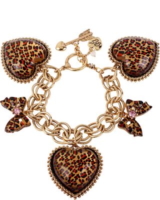 LEOPARD HEART BOW CHARM BRACELET LEOPARD