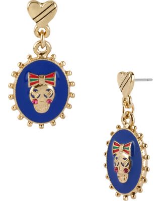 OVAL SKULL DROP EARRING MULTI