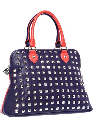 SPRING STUD DOME SATCHEL RED