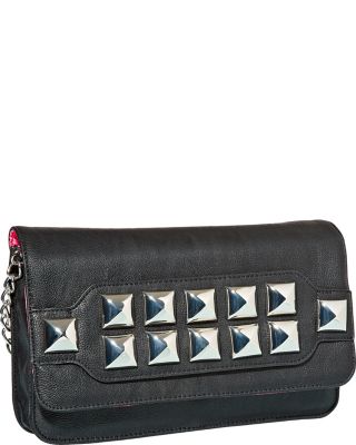 STUD MUFFIN CLUTCH WITH STRAP BLACK