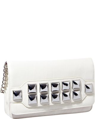 STUD MUFFIN CLUTCH WITH STRAP OFF WHITE