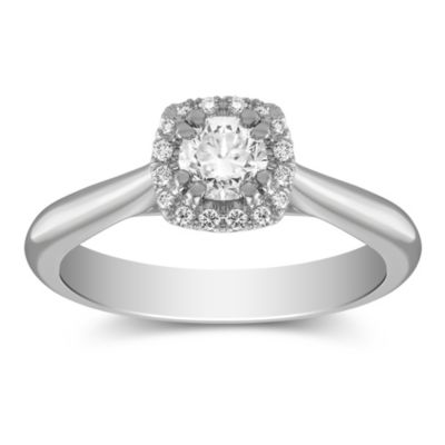 14K Diamond Halo Ring