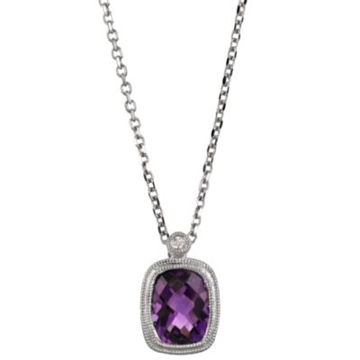14K_White_Gold_Cushion_Checkerboard_Amethyst_and_Round_Diamond_Pendant