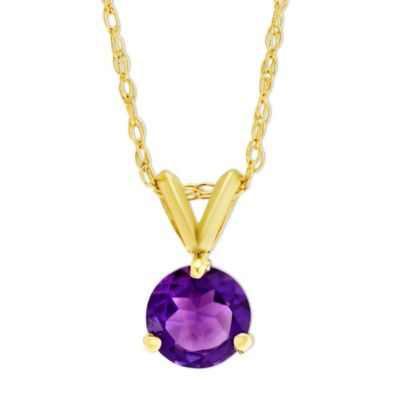 14K_Yellow_Gold_Round_Faceted_Amethyst_Pendant,_6mm