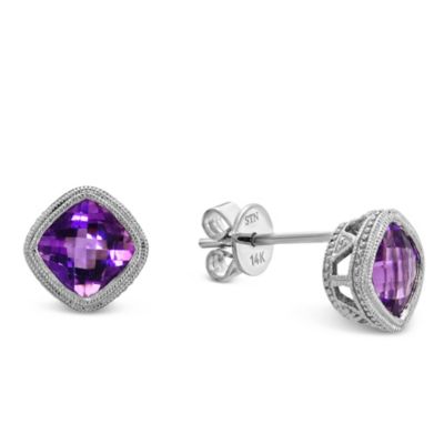 14K_White_Gold_Cushion_Checkerboard_Bezel_Set_Amethyst_Earrings,_6mm