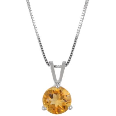14K_White_Gold_Round_Citrine_Solitaire_Pendant,_6mm