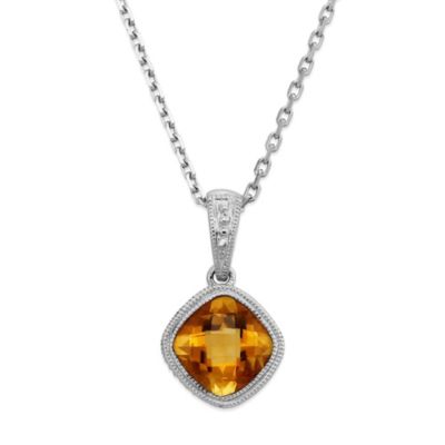 14K_White_Gold_Cushion_Checkerboard_Citrine_Bezel_Set_Pendant