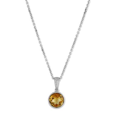 14K_White_Gold_Checkerboard_Faceted_Citrine_Pendant