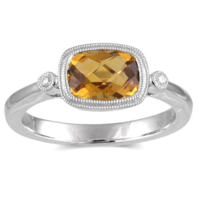 14K_White_Gold_Cushion_Checkerboard_Citrine_and_Round_Diamond_Ring