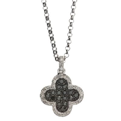 14K_White_Gold_Black_and_White_Diamond_Clover_Pendant