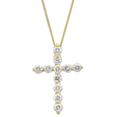 18K_Yellow_Gold_Diamond_Cross_Pendant,_1.00cttw