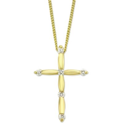 18K_Yellow_Gold_Scalloped_Diamond_Cross_Pendant,_0.14cttw
