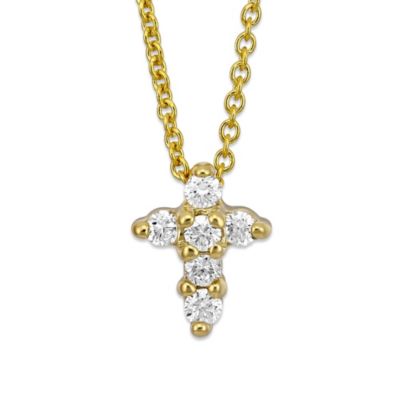 Roberto_Coin_18K_Yellow_Gold_Diamond_Cross_Pendant,_0.11cttw