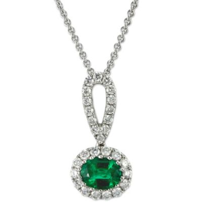 14K_White_Gold_Horizontal_Oval_Emerald_and_Round_Diamond_Halo_Pendant