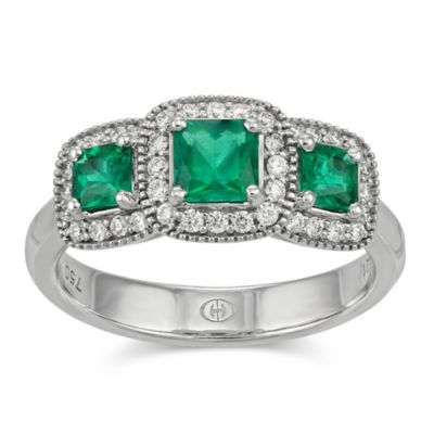 Christopher_Designs_18K_White_Gold_Emerald_Cut_Emeralds_and_Round_Diamond_Ring