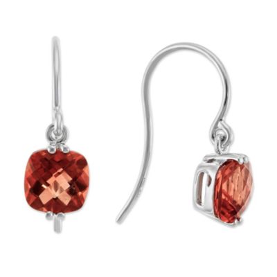 14K_White_Gold_Checkerboard_Garnet_Dangle_Earrings