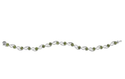 14K_White_Gold_Round_Bufftop_Peridot_Bracelet,_7"