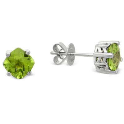 14K_White_Gold_Cushion_Checkerboard_Peridot_Stud_Earrings,_6mm