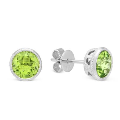 14K_White_Gold_Round_Checkerboard_Peridot_Bezel_Set_Stud_Earrings,_6mm
