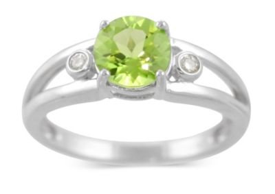 14K_White_Gold_Round_Peridot_and_Round_Diamond_Split_Shank_Ring