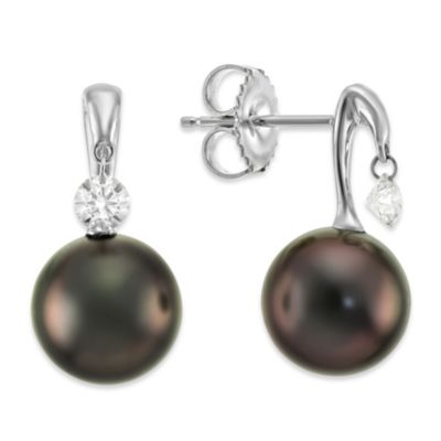 18K_Tahitian_Cultured_Pearl_and_Diamond_Earrings,_9x10mm