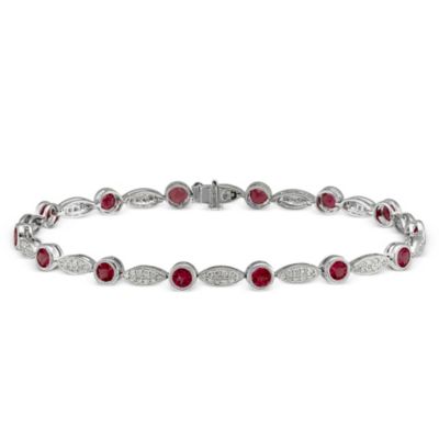 14K_White_Gold_Round_Ruby_and_Round_Diamond_Bracelet,_7"