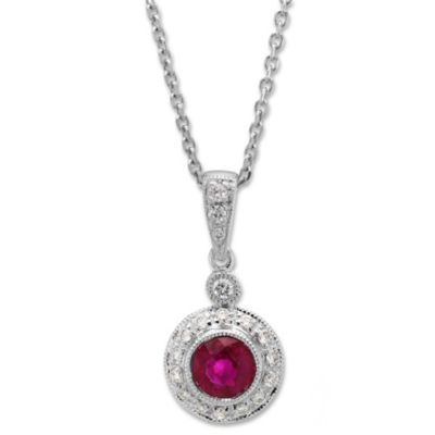 14K_White_Gold_Round_Ruby_and_Round_Diamond_Bezel_Set_Pendant
