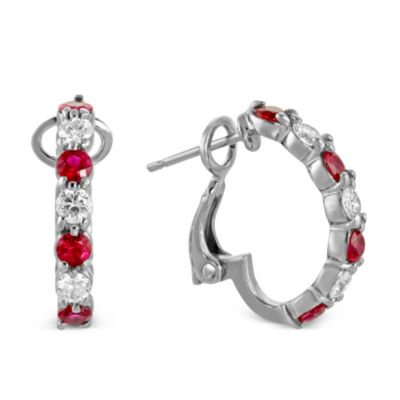 18K_White_Gold_Round_Ruby_and_Round_Diamond_Half_Hoop_Earrings