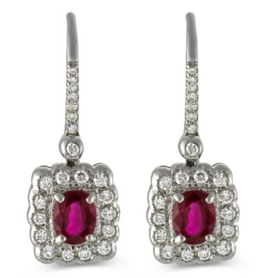 18K_White_Gold_Oval_Ruby_and_Round_Diamond_Dangle_Earrings