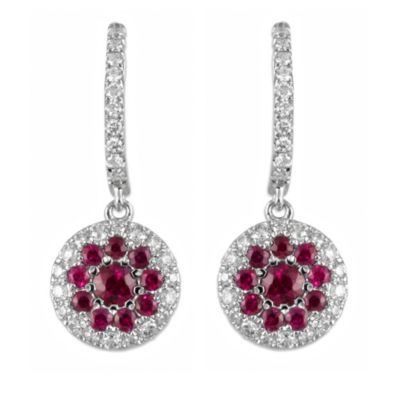 18K_White_Gold_Round_Ruby_and_Round_Diamond_Circle_Earrings