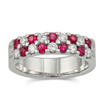 14K_White_Gold_Round_Ruby_and_Diamond_Two_Row_Band