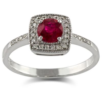 18K_White_Gold_Round_Ruby_and_Round_Pavé_Diamond_Ring