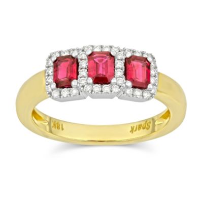 18K_Yellow_and_White_Gold_Emerald_Cut_Ruby_and_Round_Diamond_Ring