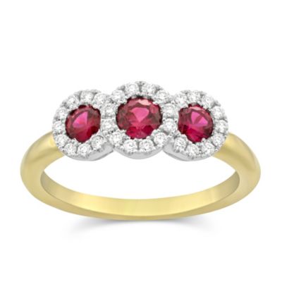 18K_Yellow_and_White_Gold_Three_Ruby_and_Round_Diamond_Ring