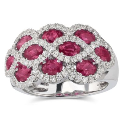 18K_White_Gold_Three_Row_Oval_Ruby_and_Round_Diamond_Ring