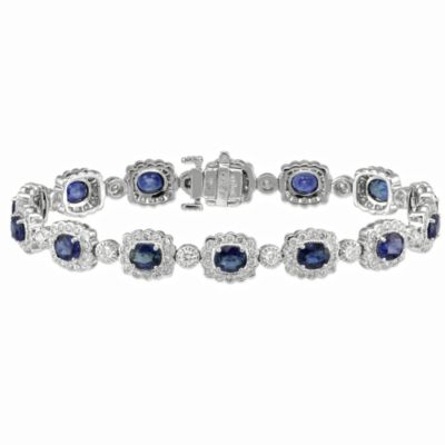 18K_White_Gold_Oval_Sapphire_and_Round_Diamond_Bracelet,_7"