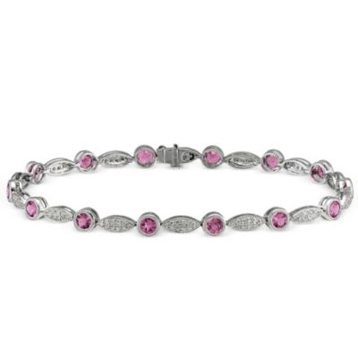 14K_White_Gold_Round_Pink_Sapphire_and_Round_Diamond_Bracelet,_7"