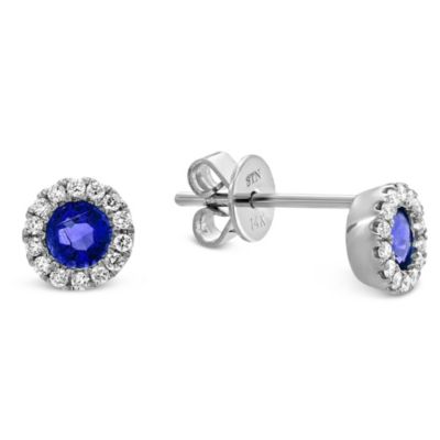 14K_White_Gold_Round_Sapphire_and_Round_Diamond_Earrings