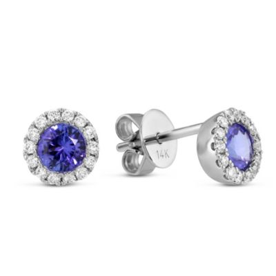 14K_White_Gold_Round_Tanzanite_and_Diamond_Earrings