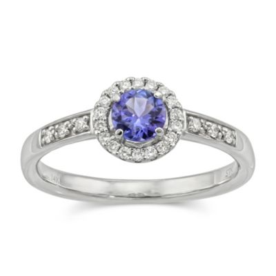 14K_White_Gold_Round_Tanzanite_and_Diamond_Ring