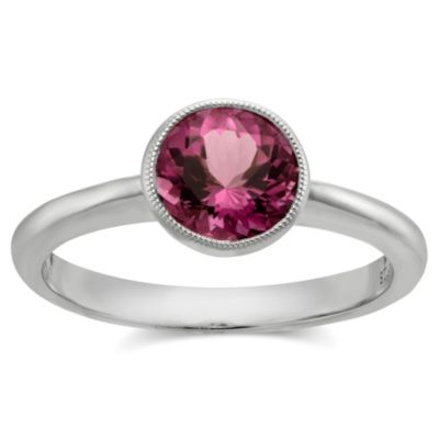 14K_White_Gold_Pink_Tourmaline_Bezel_Set_Ring