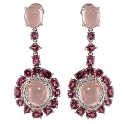 Sterling_Silver_and_18K_Rose_Quartz,_Rhodolite_Garnet_and_Diamond_Earrings