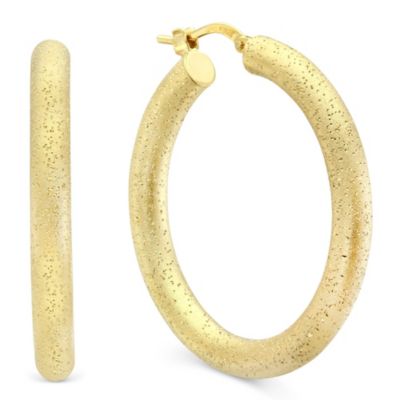 Sterling_Silver_and_Yellow_Tone_Matte_and_Sparkle_Hoop_Earrings,_35mm