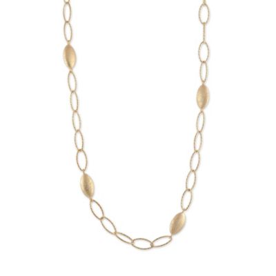 Sterling_Silver_and_Rose_Tone_Sparkle_Marquise_Pebble_Link_Station_Necklace,_35_1/2"