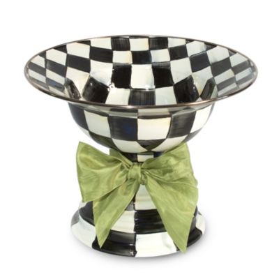 courtly check: MacKenzie Childs Courtly Check Large Compote