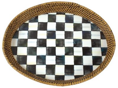 courtly check: MacKenzie-Childs Courtly Check Rattan Tray
