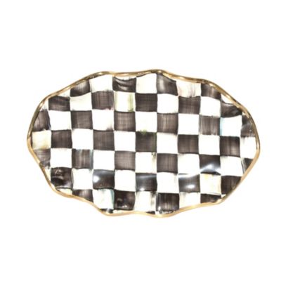 courtly check: MacKenzie Childs Courtly Check Small Fluted Oval Platter
