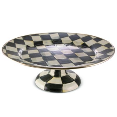 courtly check: MacKenzie Childs Courtly Check Small Pedestal Platter