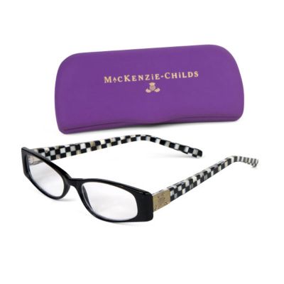 courtly check: MacKenzie Childs Courtly Check Black Reading Glasses